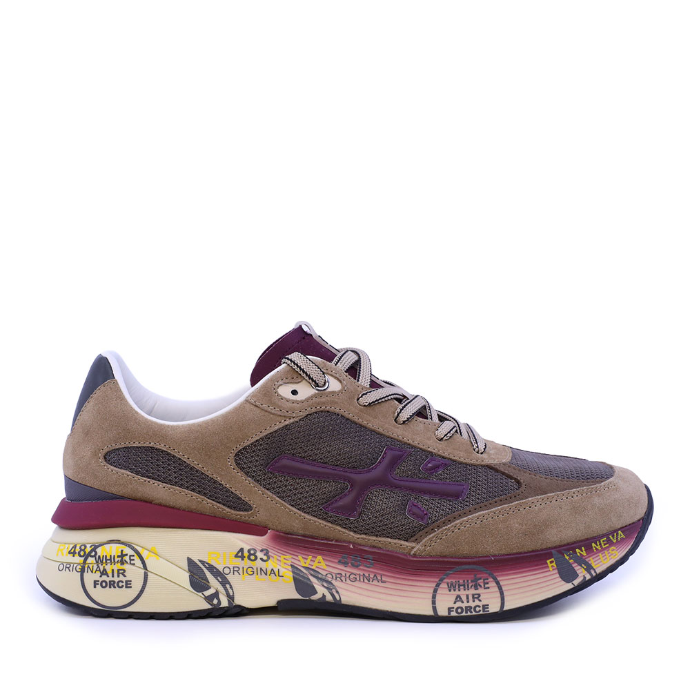 Adidasi barbati Premiata Moerun taupe din piele intoarsa si textil 1692BP8538TA