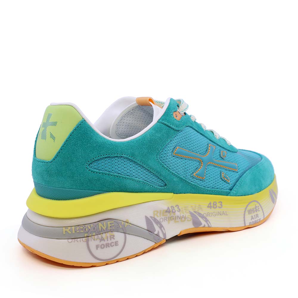 Sneakers bărbați Premiata Moerun turcoaz din piele întoarsă și textil 1699BP7302VTU