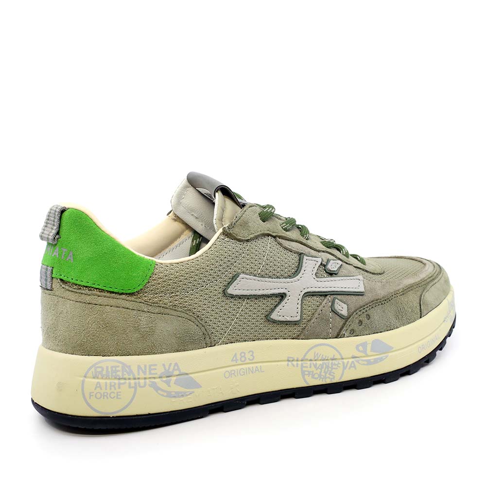 Sneakers bărbați Premiata Nous verzi din textil și piele 1691BP8062V