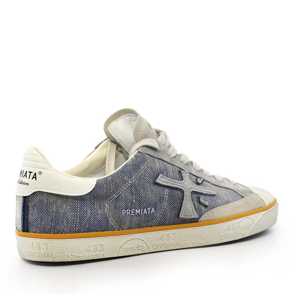 Sneakers bărbați Premiata Steven gri din textil și piele 1691BP8050GR