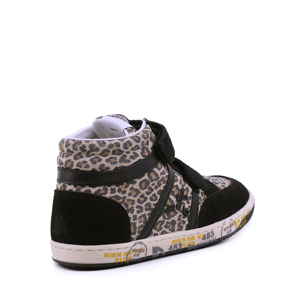 Sneakers high top fete Premiata BabyWally din piele întoarsă cu animal print 1712FG2509LEO