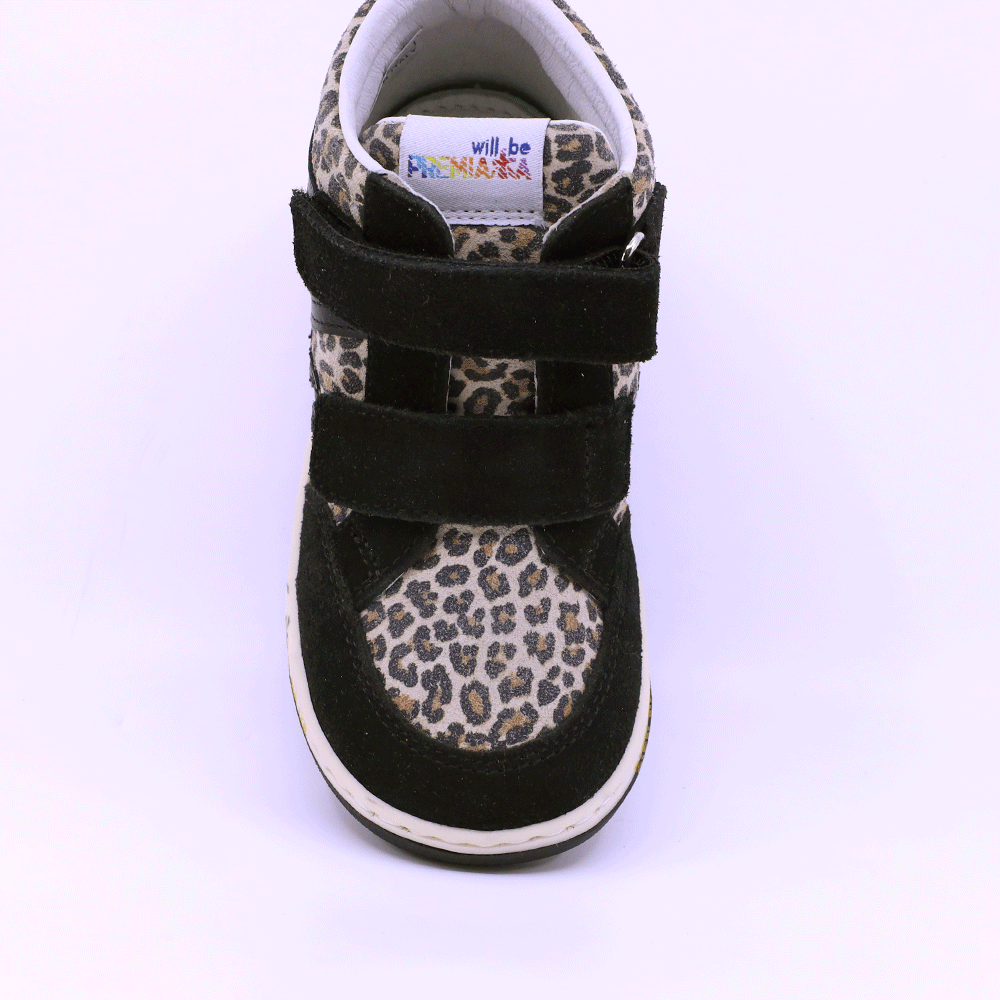 Sneakers high top fete Premiata BabyWally din piele întoarsă cu animal print 1712FG2509LEO