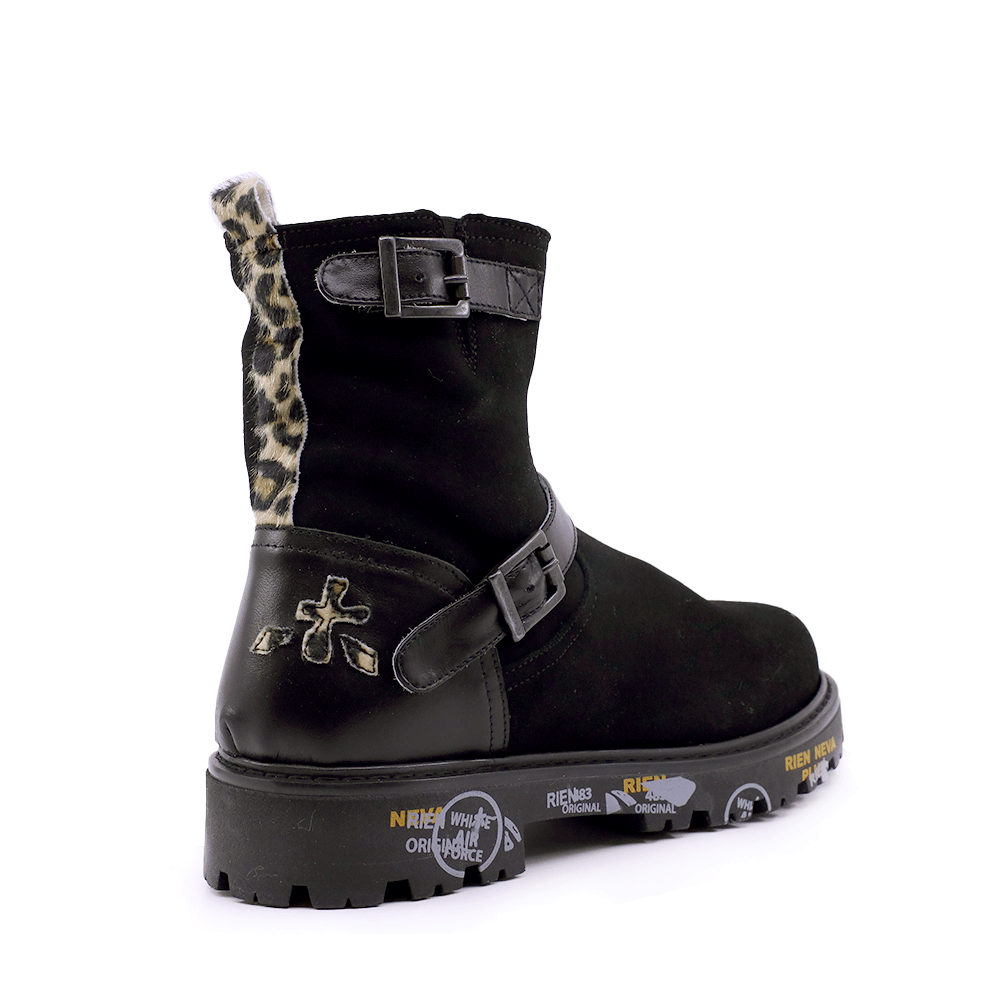 Ghete fete Premiata HiUrban  negre din piele  întoarsă 1712FG9572VN