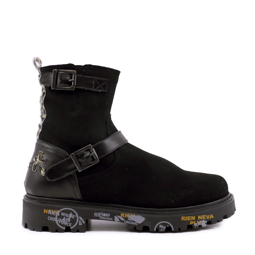 Ghete fete Premiata HiUrban  negre din piele  întoarsă 1712FG9572VN
