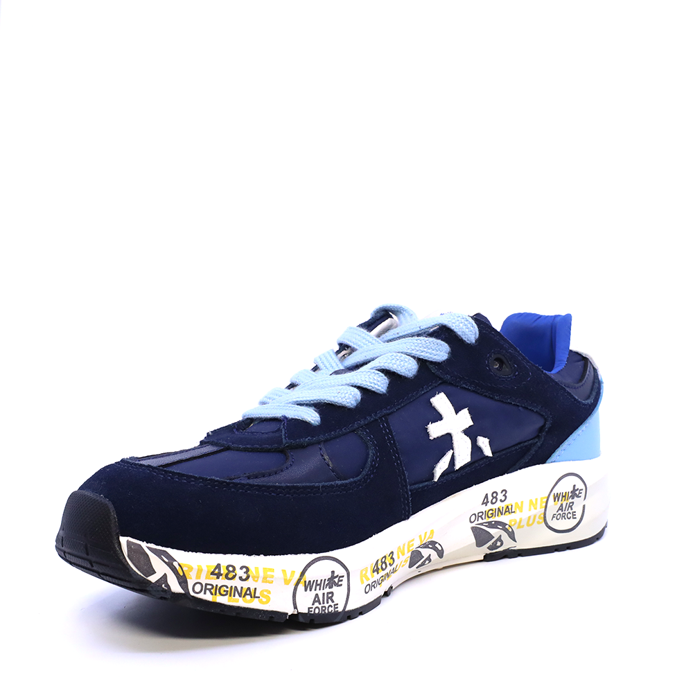 Sneakers băieți Premiata Robin bleumarin din piele și textil 1712mp9517bl
