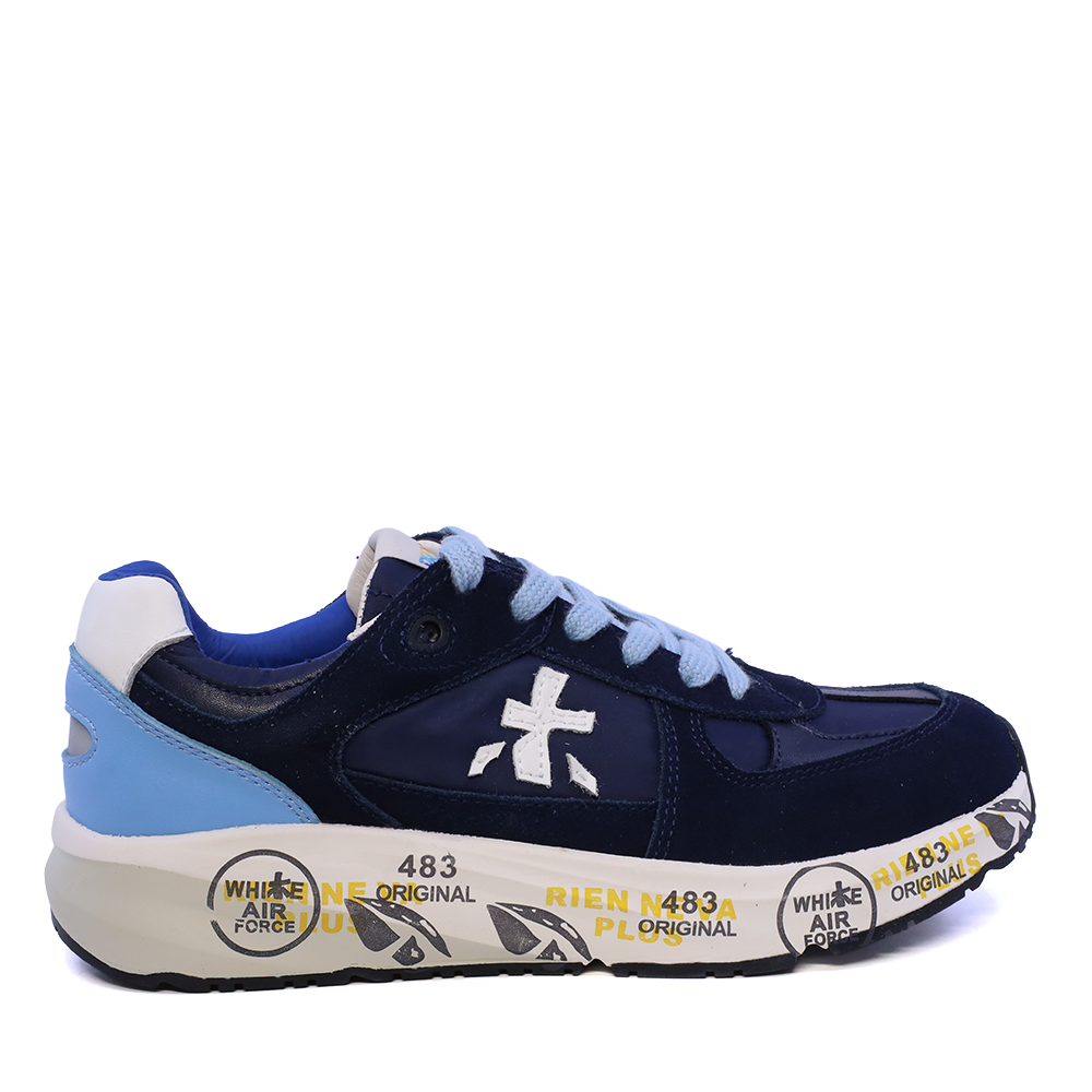 Sneakers băieți Premiata Robin bleumarin din piele și textil 1711MP9517BL
