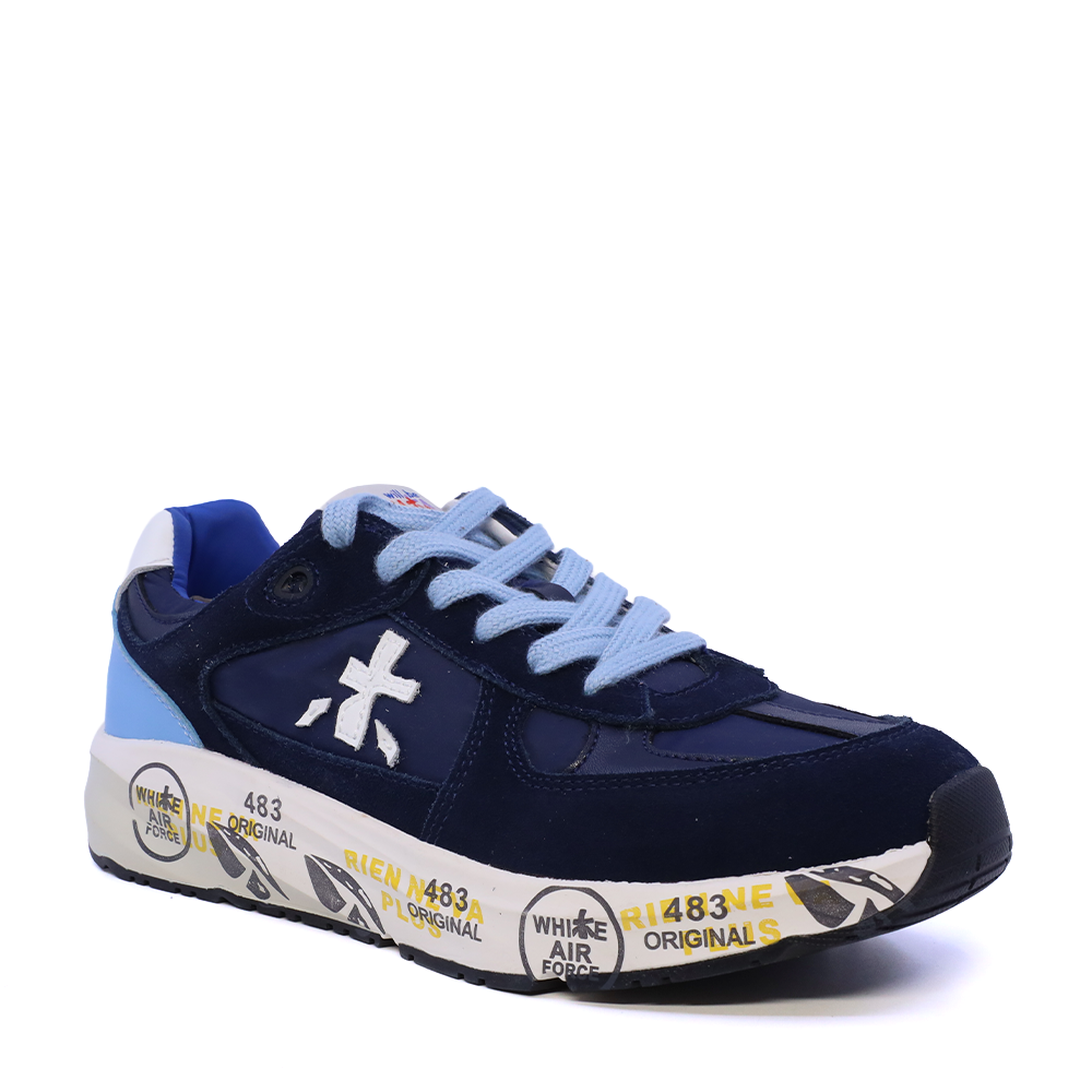Sneakers băieți Premiata Robin bleumarin din piele și textil 1711MP9517BL - imagine 2
