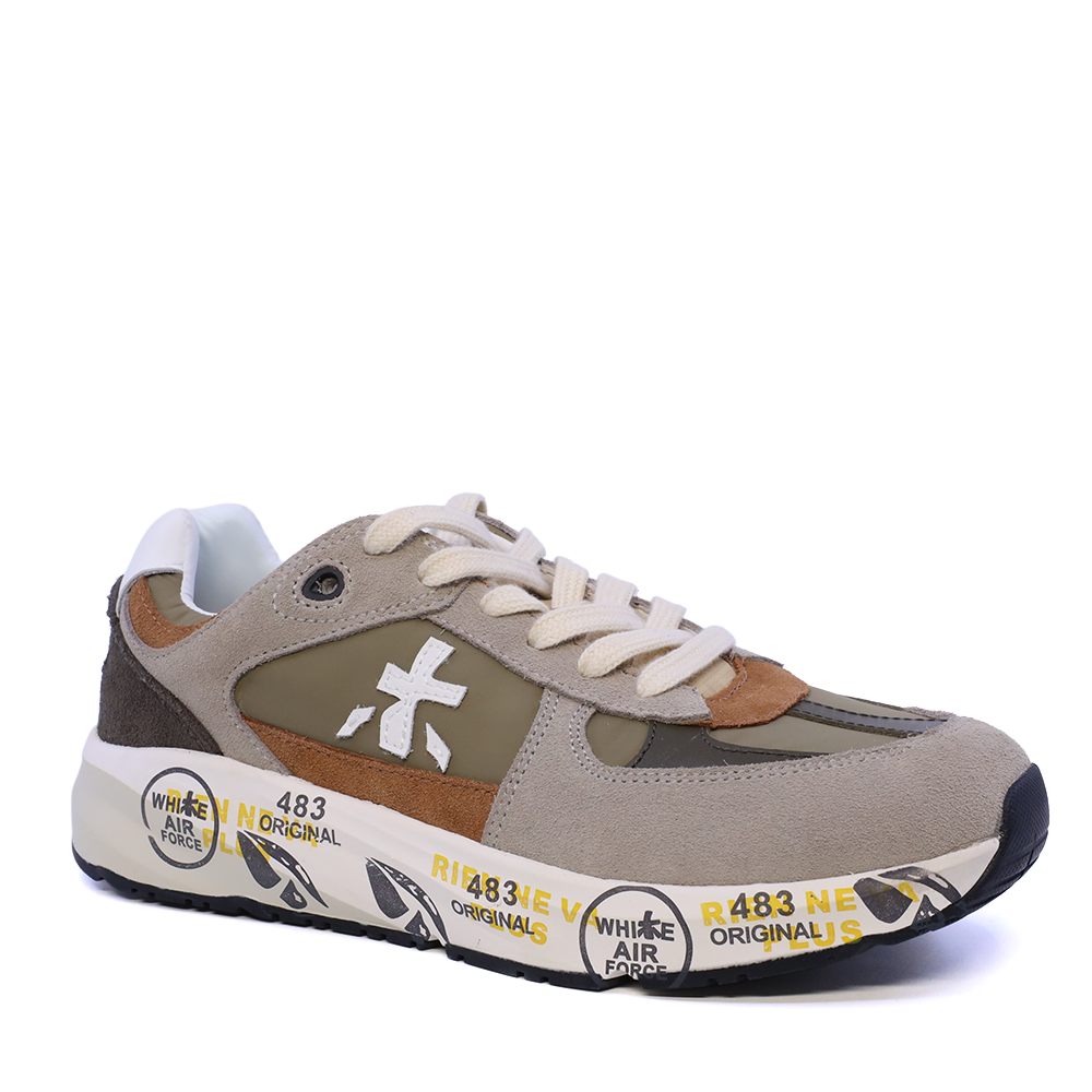 Sneakers băieți Premiata Robin taupe din piele și textil 1711MP9516TA - imagine 2