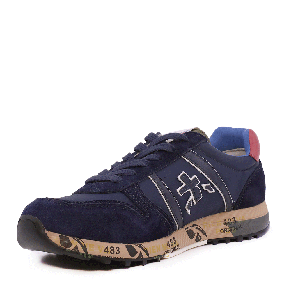 Sneakers băieți Premiata Sky bleumarin din piele și textil 1712MP9363BL