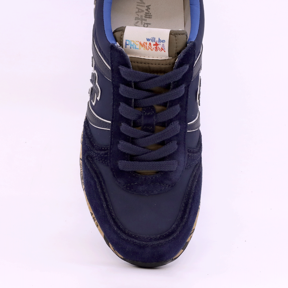 Sneakers băieți Premiata Sky bleumarin din piele și textil 1712MP9363BL