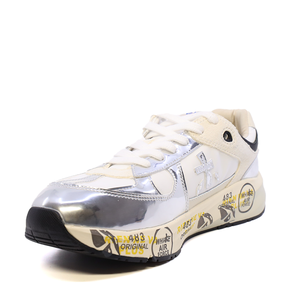 Sneakers fete Premiata Diva albi din sintetic, textil și piele 1711FP9459AG