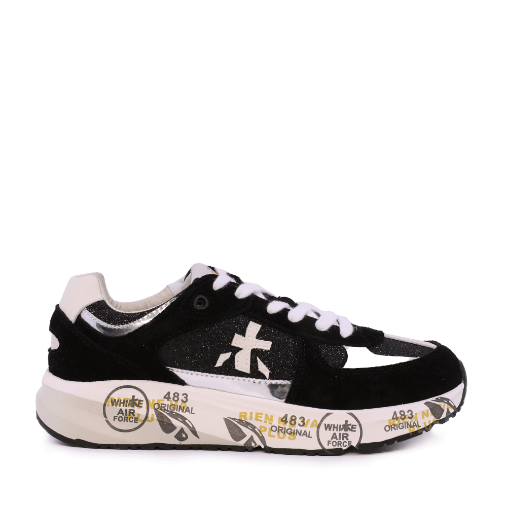 Sneakers fete Premiata Diva negri din piele întoarsă 1712FP9460GLN