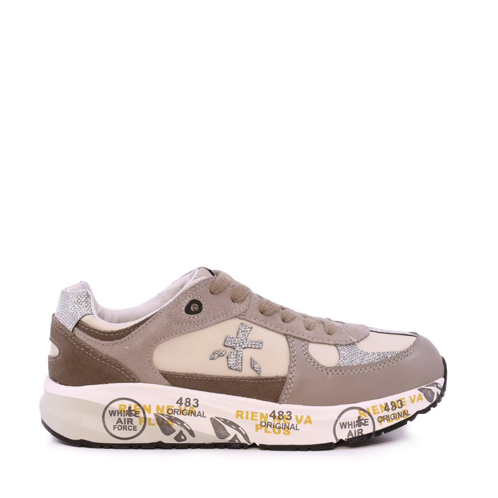 Sneakers fete Premiata Diva taupe din piele 1712FP8557TA