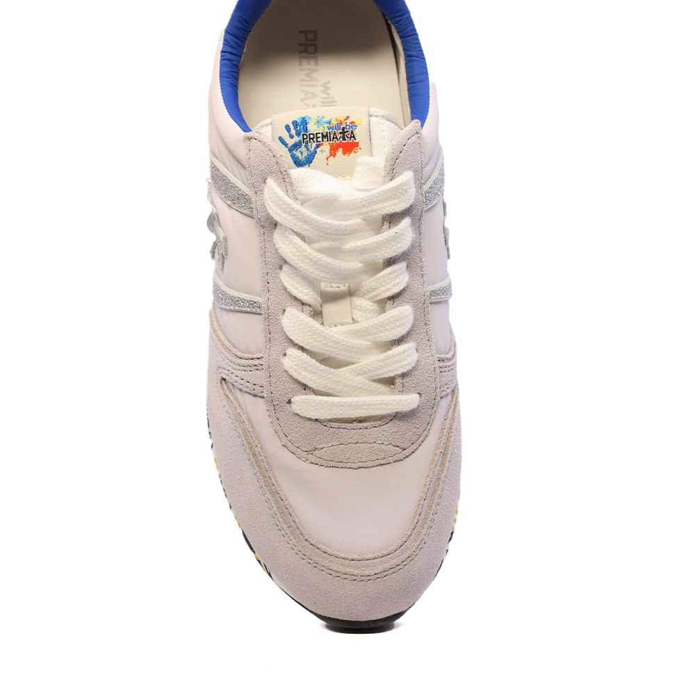 Sneakers fete Premiata Sky albi din piele și textil 1711FP9351A