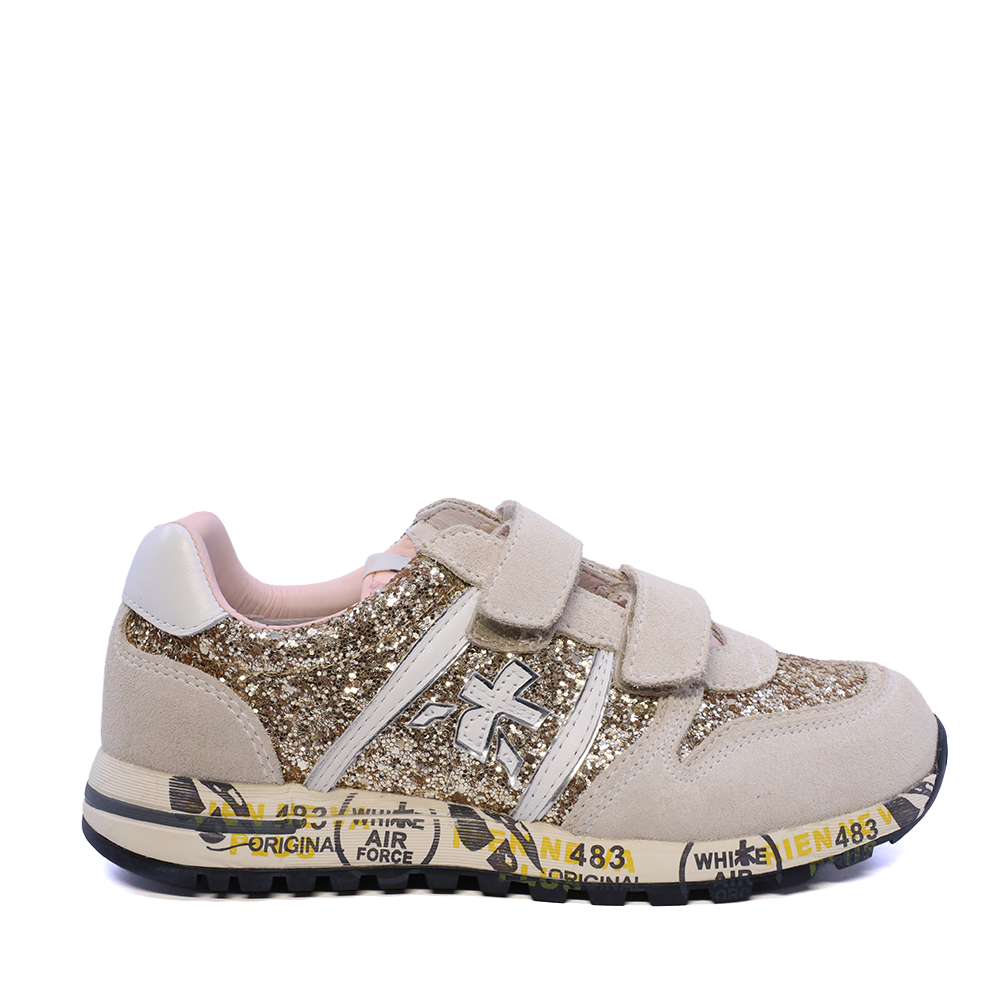 Sneakers fete Premiata Sky aurii din piele 1711FP9515GLAU