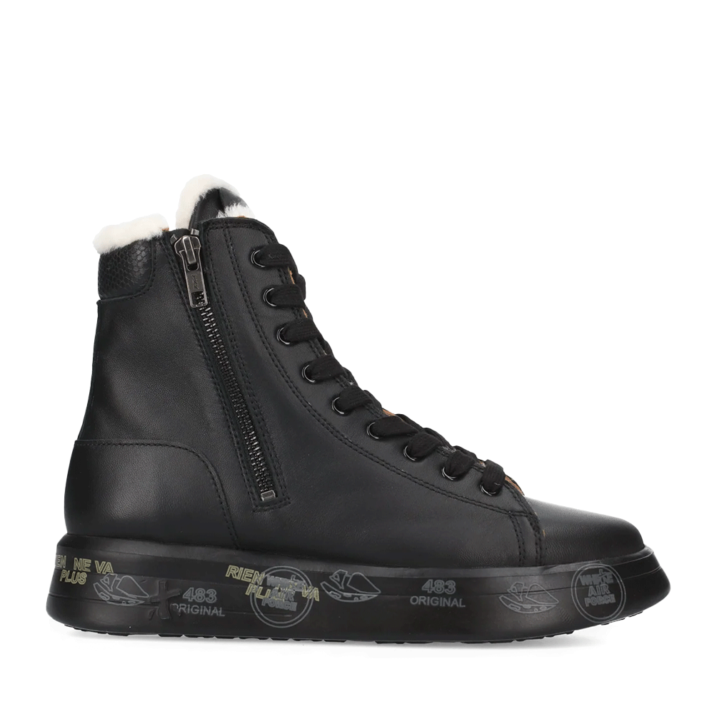 Sneakers high top Premiata Edith negre din piele 1690DG7069N