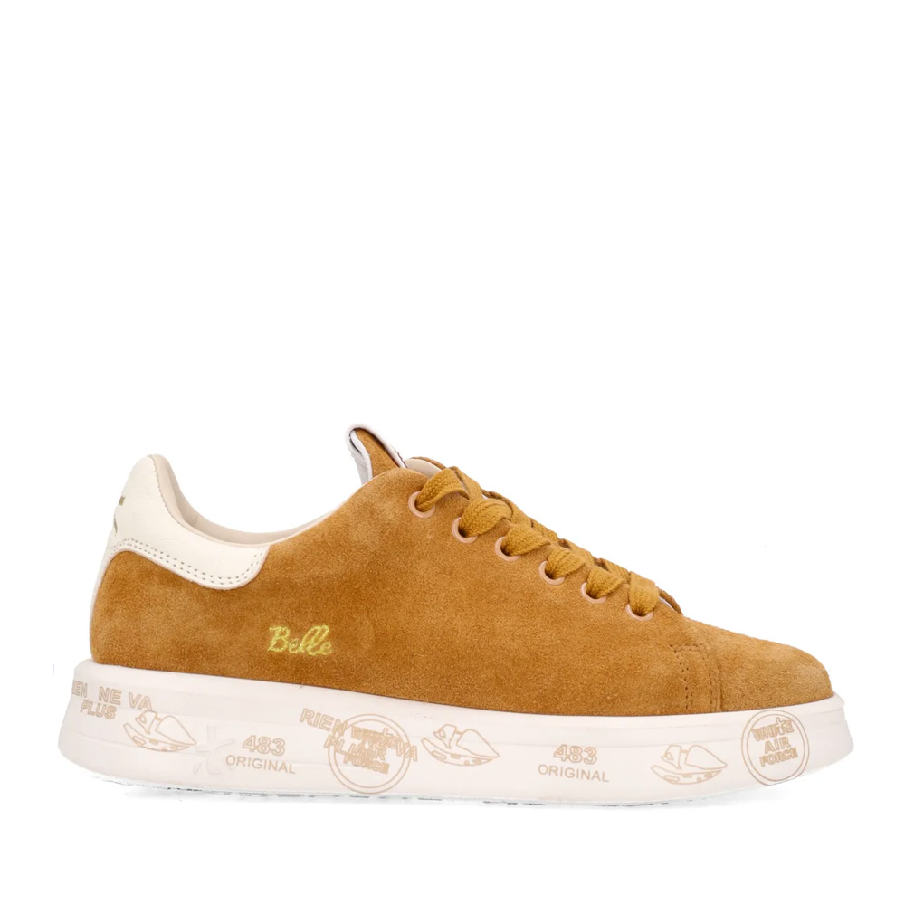 Adidasi femei Premiata Belle cognac din piele intoarsa 1692DP8628VCO
