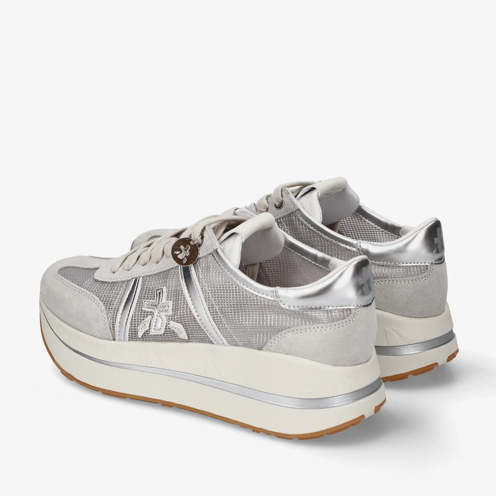 Sneakers femei Premiata Bethcoin argintii din piele și textil 1691DPF8148AG