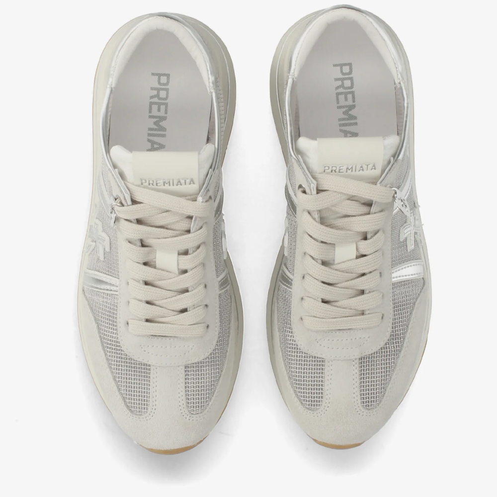 Sneakers femei Premiata Bethcoin argintii din piele și textil 1691DPF8148AG