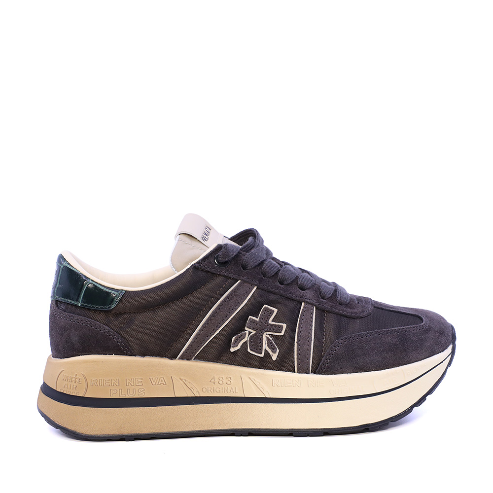 Adidasi femei Premiata Bethcoin maro din piele si textil 1692DP8505M