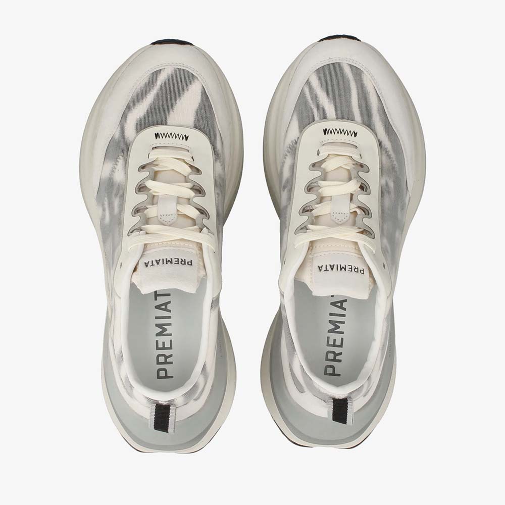Sneakers femei Premiata Hill albi din piele și textil 1691DP7507A