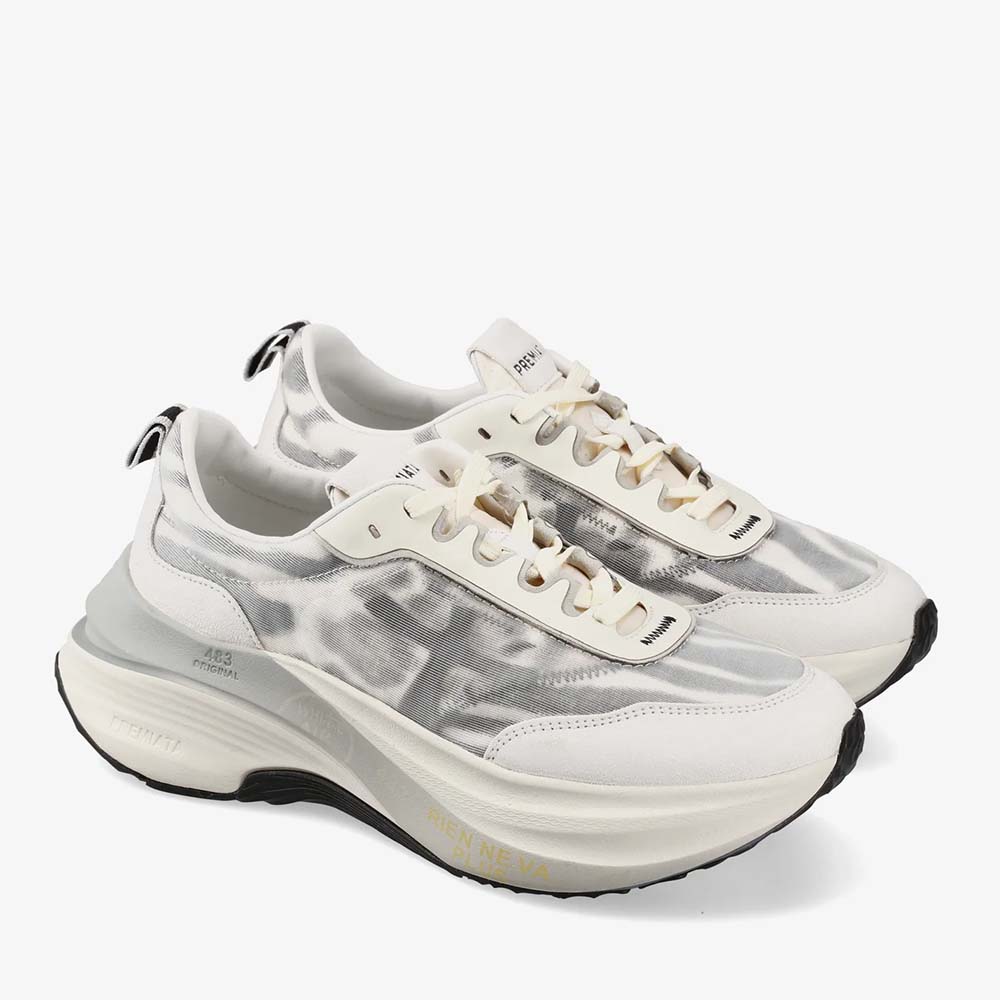 Sneakers femei Premiata Hill albi din piele și textil 1691DP7507A