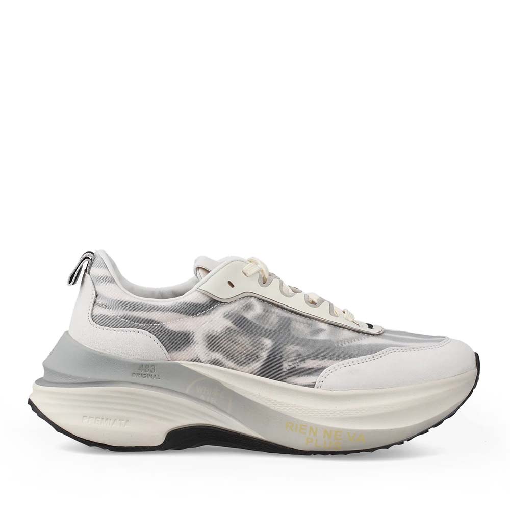 Adidasi femei Premiata Hill albi din piele si textil 1691DP7507A