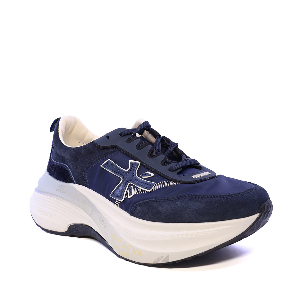 Sneakers femei Premiata Hill bleumarin din piele întoarsă și textil 1692DP8686BL — imaginea 2