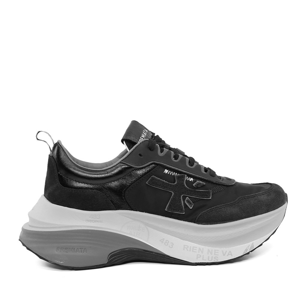 Adidasi femei Premiata Hill negri din piele si textil 1692DP8524N