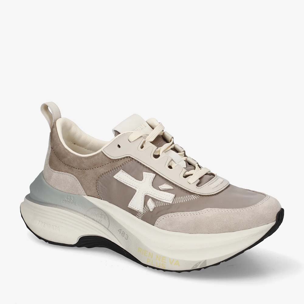Sneakers femei Premiata Hill taupe din piele întoarsă și textil 1692DP8710TA — imaginea 2