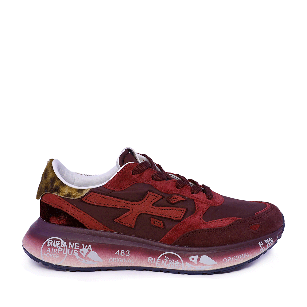 Sneakers femei Premiata Lauryn bordo din piele și textil 1690DP7789BO