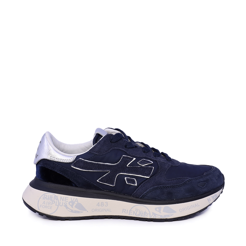 Sneakers femei Premiata Lauryn Montone bleumarin din piele și textil 1690DP7900BL