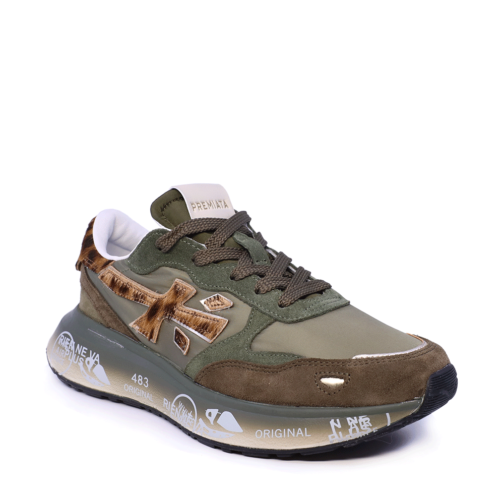 Sneakers femei Premiata Lauryn verzi din piele și textil 1690DP7790V - 1 | YEO
