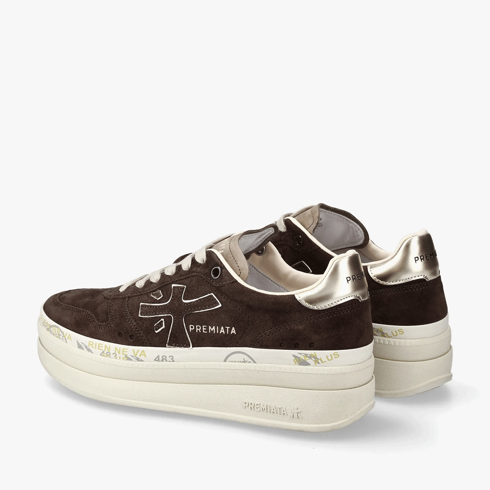 Sneakers femei Premiata Micol maro din piele întoarsă 1692dp7894vm