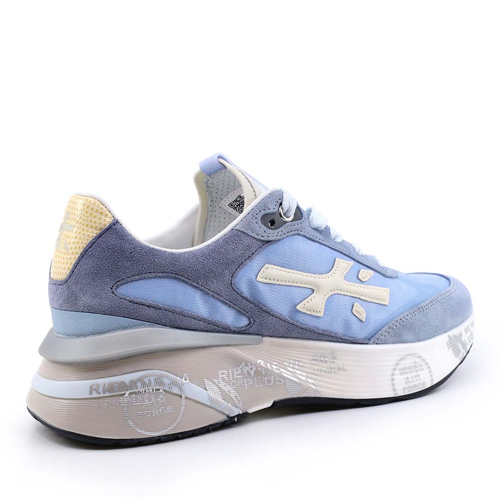Sneakers femei Premiata Moerun-D albastri din piele și textil 1691DP8082BL
