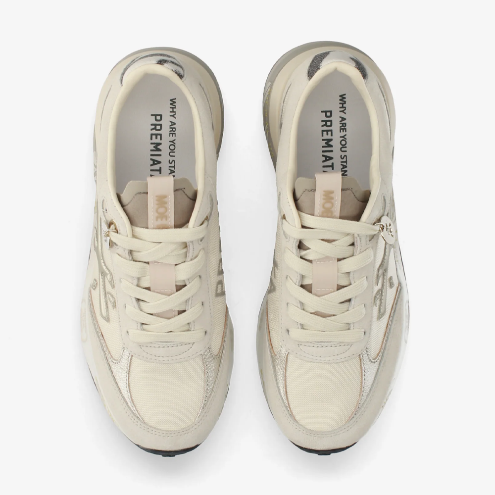 Sneakers femei Premiata Moerun-D bej din piele și textil 1691DP8080BE