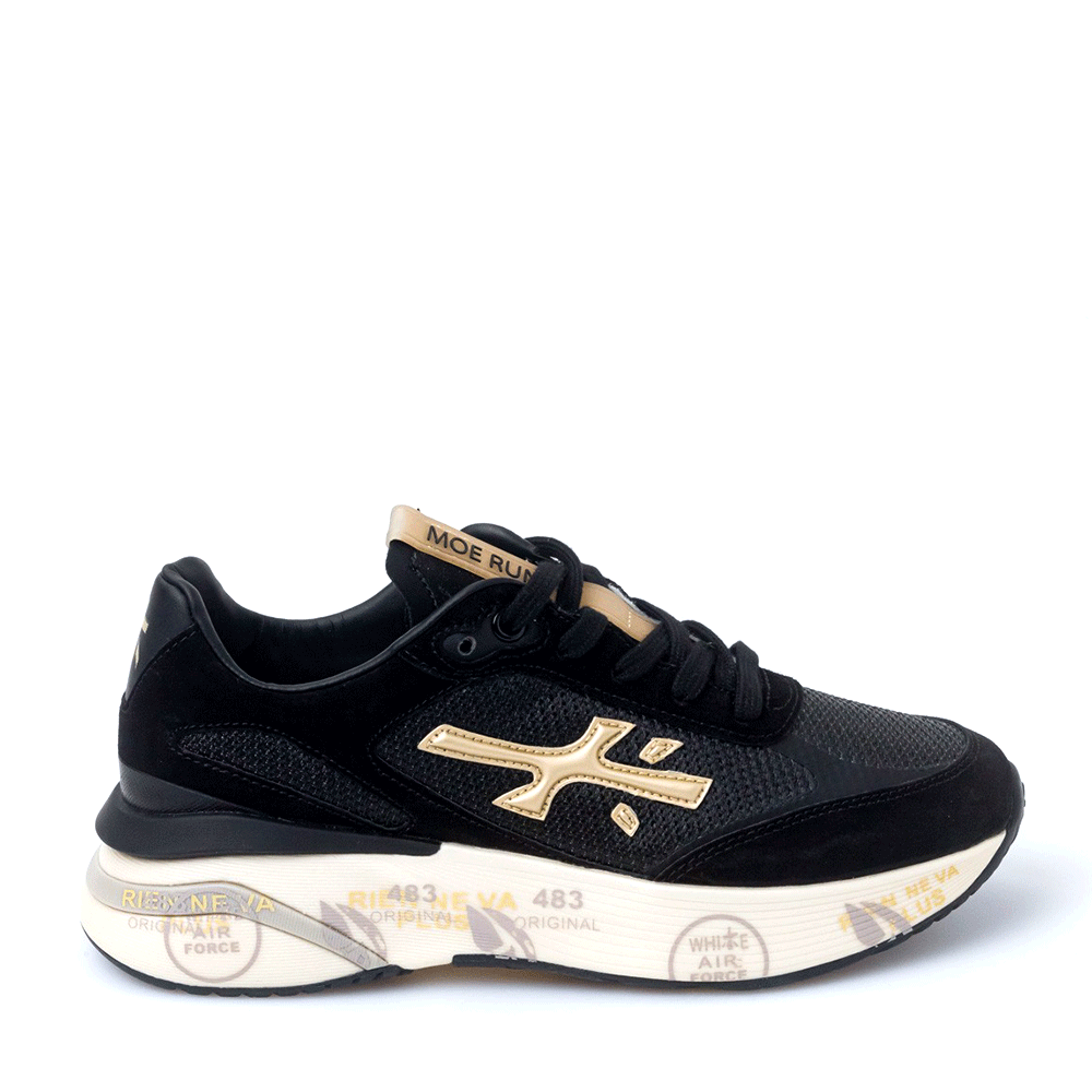 Sneakers femei Premiata Moerun negri din piele și textil 1690DP7799N