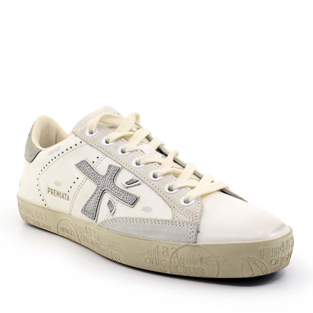 Sneakers femei Premiata Steven-D albi din piele 1691DP8127A - imagine 2