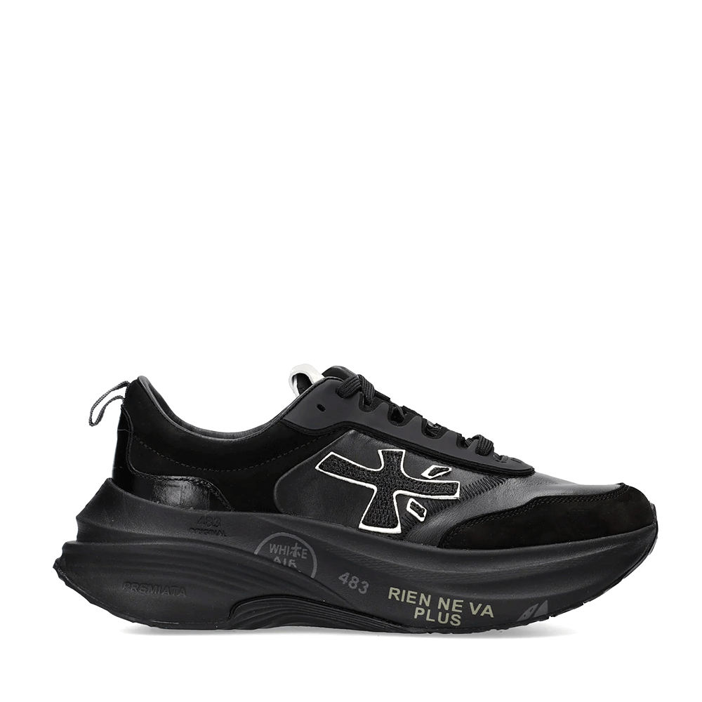 Adidasi Premiata Hill negri din piele 1690DP7905N