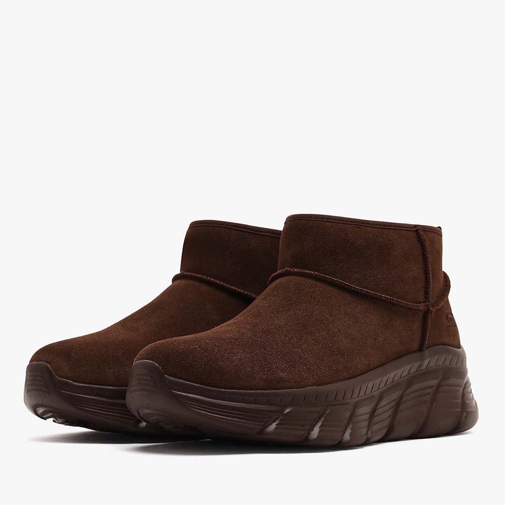 Ghete îmblănite femei Skechers Bobs B Flex Hi maro din piele 1962DG117390VM