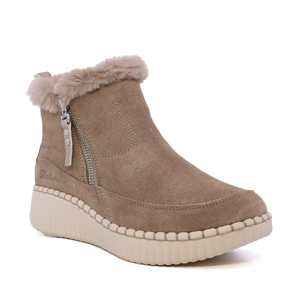 Ghete îmblănite femei Skechers Wilshire Boulevard taupe din piele 1960DG168108VTA - 1 | YEO