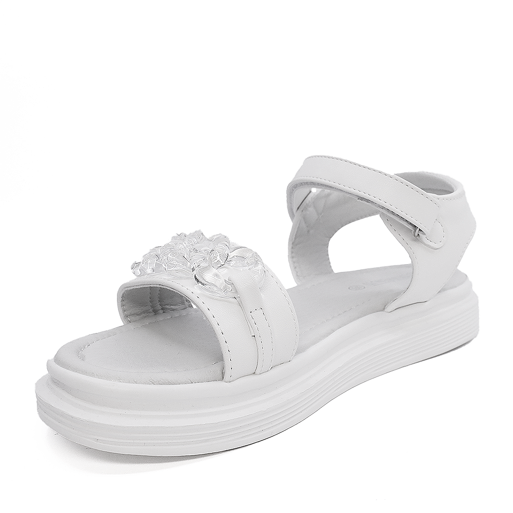 Benvenuti white girls sandals with decorative accessory 2579FS2310A