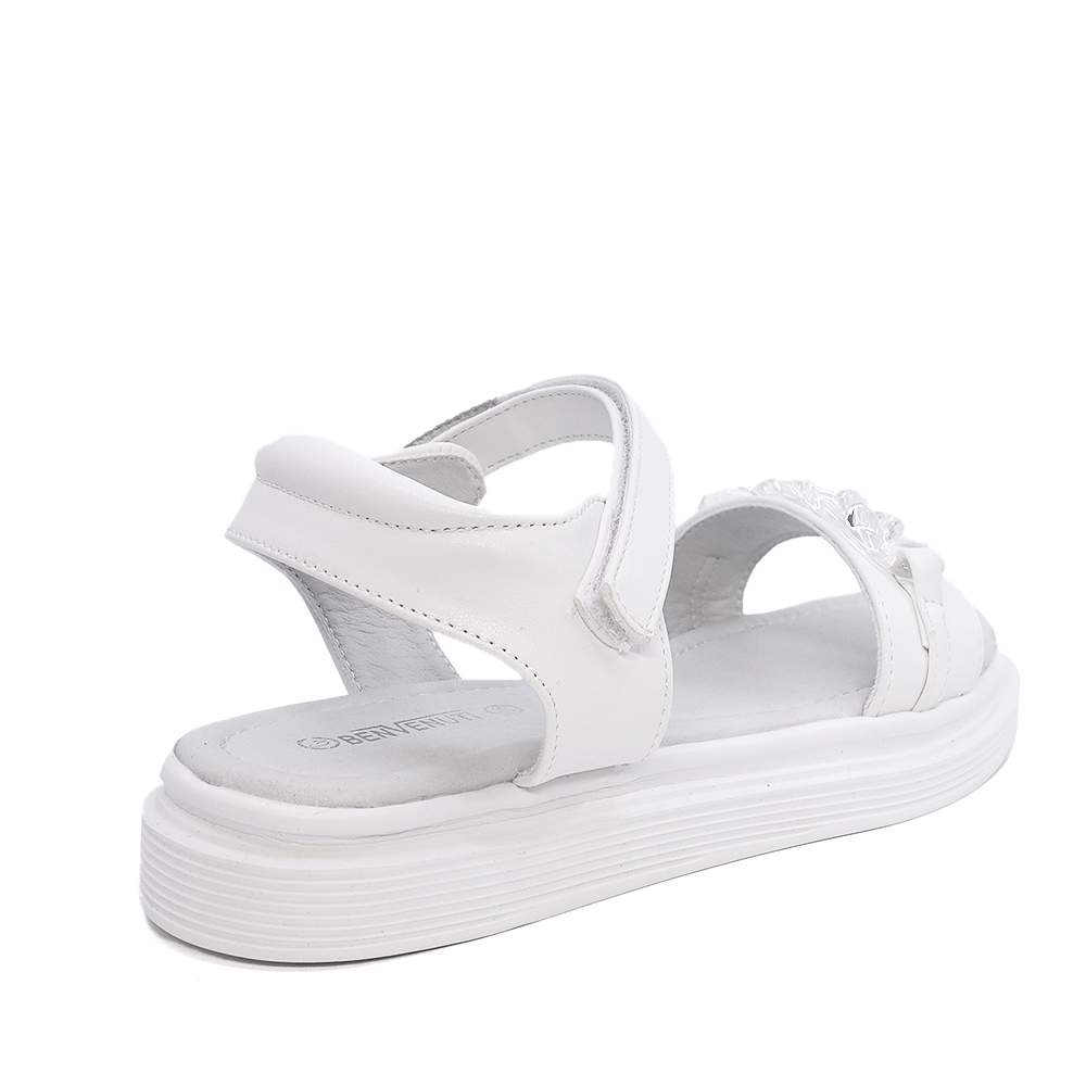 Benvenuti white girls sandals with decorative accessory 2579FS2310A