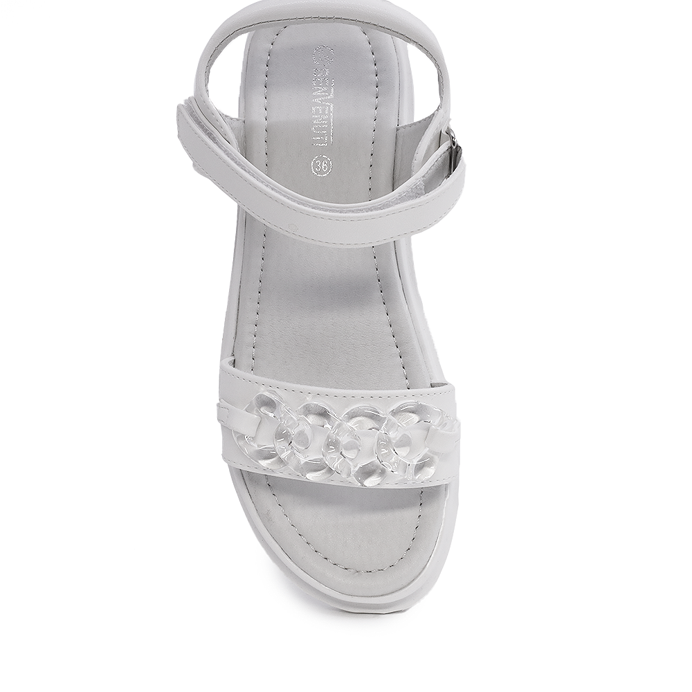 Benvenuti white girls sandals with decorative accessory 2579FS2310A