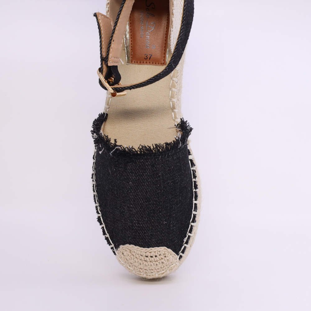 Espadrile femei Solo Donna negre din textil 2547DE39040JN