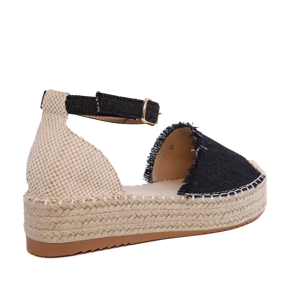 Espadrile femei Solo Donna negre din textil 2547DE39040JN