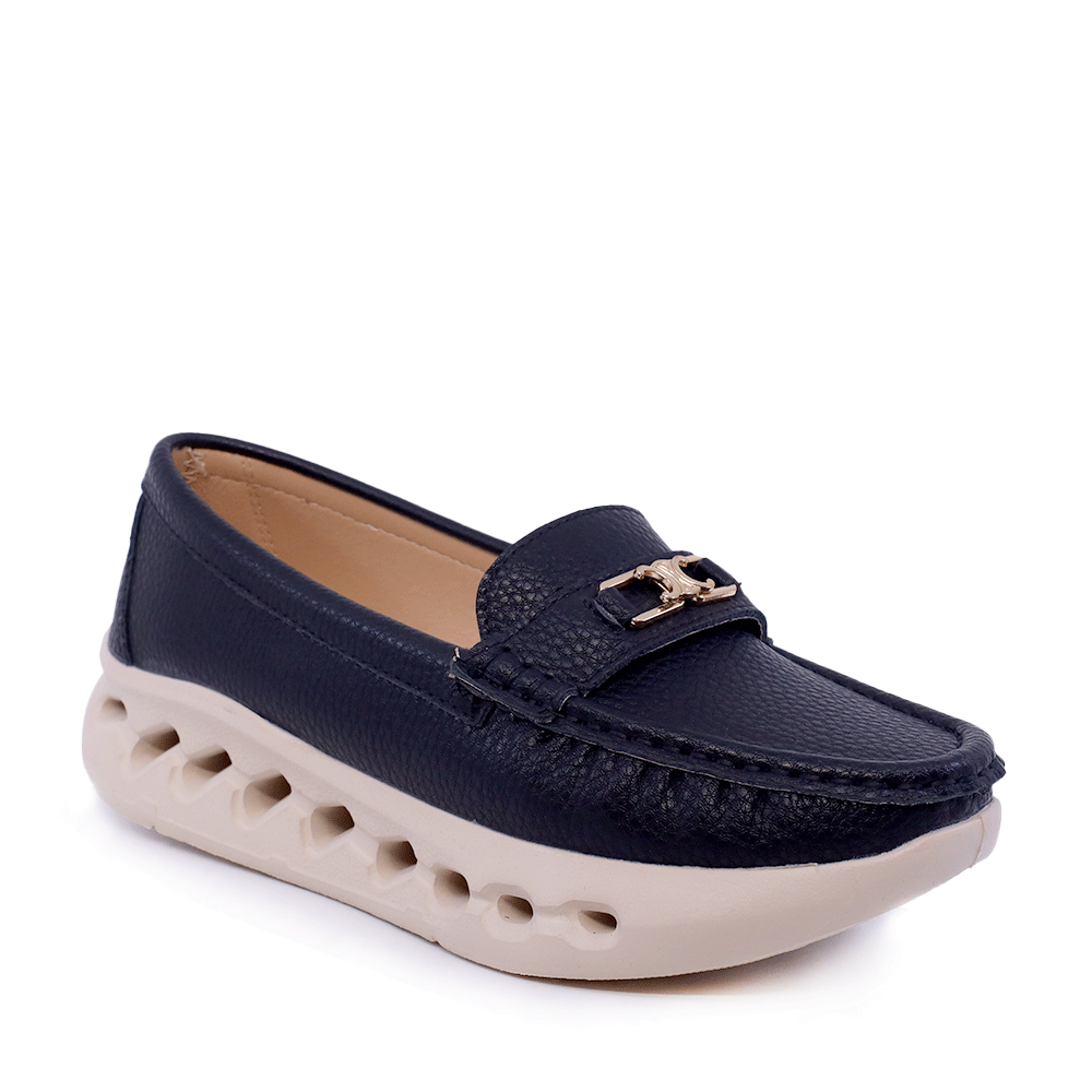 Mocasini femei Benvenuti  negri cu accesoriu decorativ  2041DM2510N