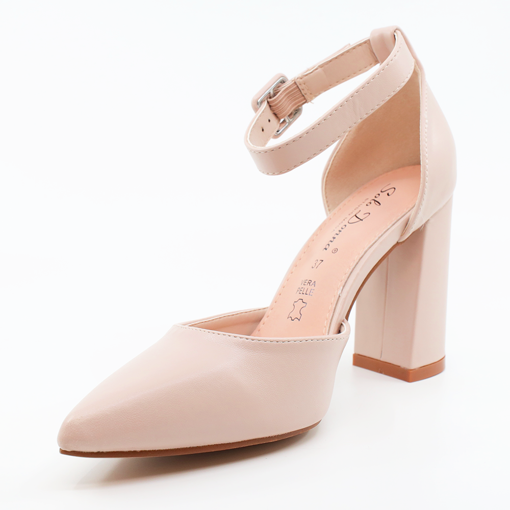 Pantofi decupați femei Solo Donna bej cu toc 1169dd1210be