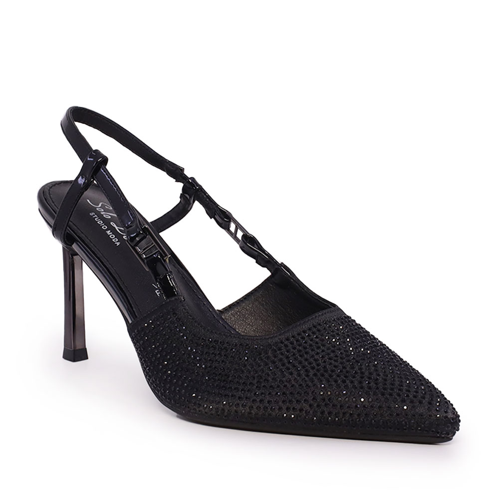 Pantofi slingback femei Solo Donna negri cu strasuri 1160DD1130N - 1 | YEO