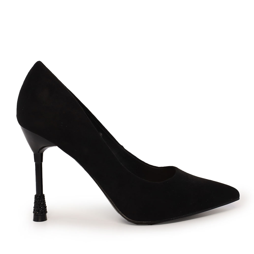 Pantofi stiletto femei Solo Donna negri cu toc decorat 1160DP2200VN
